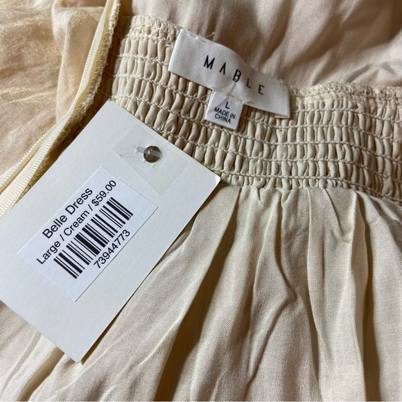 New NWT Mable Belle Cream Mini Dress Large L Deep V sundress - Picture 11 of 13